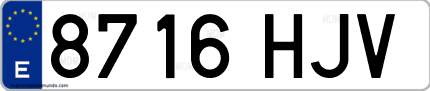 Ejemplo de matrícula de coche ordinaria 8716 HJV