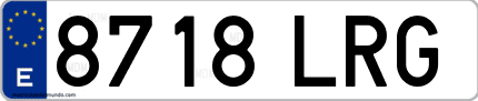 Ejemplo de matrícula de coche ordinaria 8718 LRG