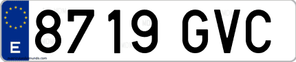 Ejemplo de matrícula de coche ordinaria 8719 GVC