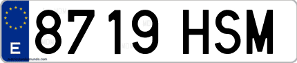 Ejemplo de matrícula de coche ordinaria 8719 HSM