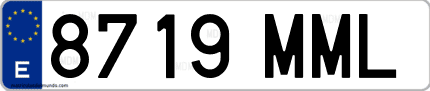 Ejemplo de matrícula de coche ordinaria 8719 MML