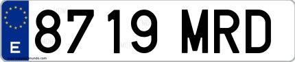 Ejemplo de matrícula española 8719 MRD