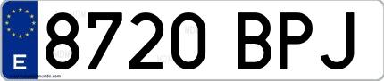 Ejemplo de matrícula española 8720 BPJ