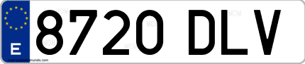 Ejemplo de matrícula de coche ordinaria 8720 DLV