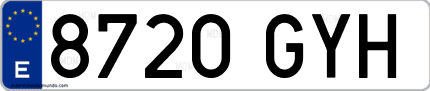 Ejemplo de matrícula de coche ordinaria 8720 GYH