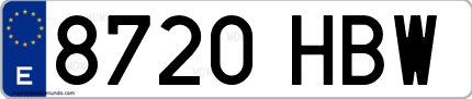 Ejemplo de matrícula de coche ordinaria 8720 HBW
