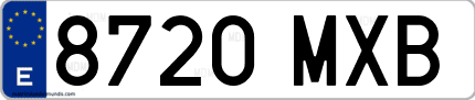 Ejemplo de matrícula de coche ordinaria 8720 MXB