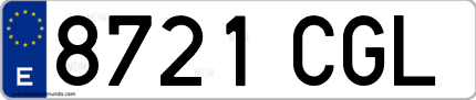 Ejemplo de matrícula de coche ordinaria 8721 CGL