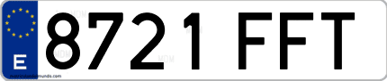 Ejemplo de matrícula de coche ordinaria 8721 FFT