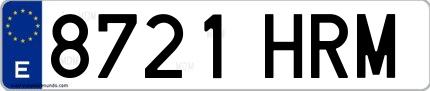 Ejemplo de matrícula española 8721 HRM
