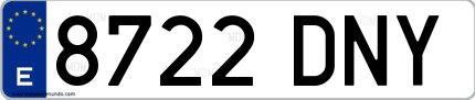 Ejemplo de matrícula española 8722 DNY
