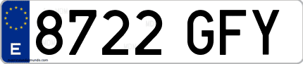 Ejemplo de matrícula de coche ordinaria 8722 GFY