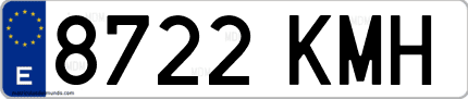 Ejemplo de matrícula de coche ordinaria 8722 KMH