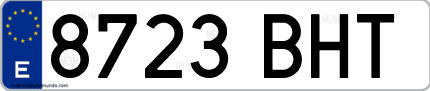 Ejemplo de matrícula de coche ordinaria 8723 BHT