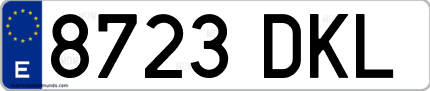 Ejemplo de matrícula de coche ordinaria 8723 DKL