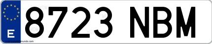 Ejemplo de matrícula española 8723 NBM
