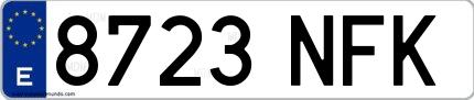 Ejemplo de matrícula española 8723 NFK