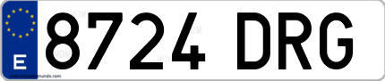 Ejemplo de matrícula de coche ordinaria 8724 DRG