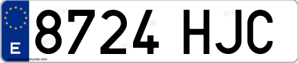 Ejemplo de matrícula de coche ordinaria 8724 HJC
