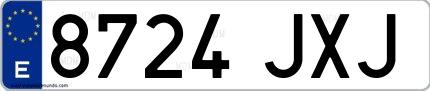 Ejemplo de matrícula de coche ordinaria 8724 JXJ