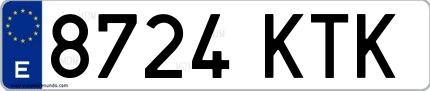 Ejemplo de matrícula española 8724 KTK