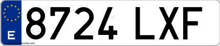 Ejemplo de matrícula de coche ordinaria 8724 LXF