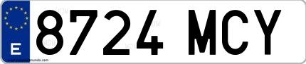 Ejemplo de matrícula española 8724 MCY