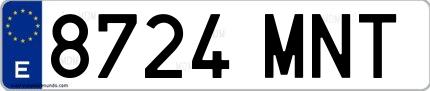 Ejemplo de matrícula española 8724 MNT