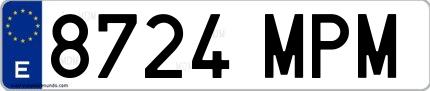 Ejemplo de matrícula de coche ordinaria 8724 MPM
