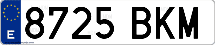 Ejemplo de matrícula de coche ordinaria 8725 BKM
