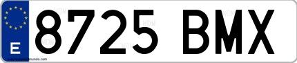Ejemplo de matrícula española 8725 BMX