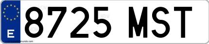 Ejemplo de matrícula española 8725 MST