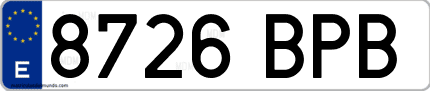 Ejemplo de matrícula de coche ordinaria 8726 BPB