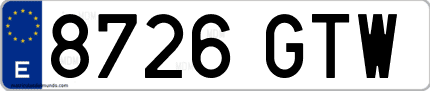 Ejemplo de matrícula de coche ordinaria 8726 GTW