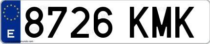 Ejemplo de matrícula española 8726 KMK