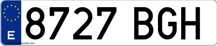Ejemplo de matrícula española 8727 BGH