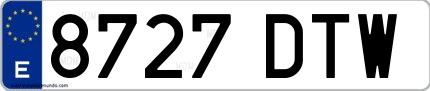 Ejemplo de matrícula española 8727 DTW
