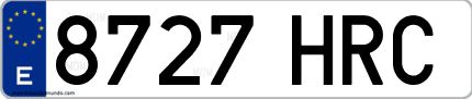 Ejemplo de matrícula de coche ordinaria 8727 HRC