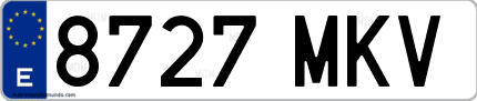 Ejemplo de matrícula de coche ordinaria 8727 MKV