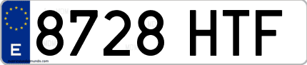Ejemplo de matrícula de coche ordinaria 8728 HTF