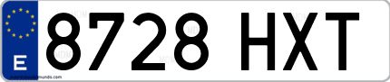 Ejemplo de matrícula de coche ordinaria 8728 HXT