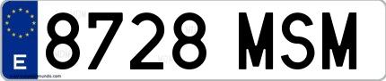 Ejemplo de matrícula española 8728 MSM