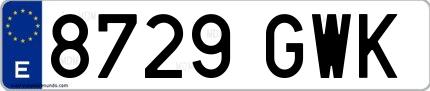 Ejemplo de matrícula española 8729 GWK