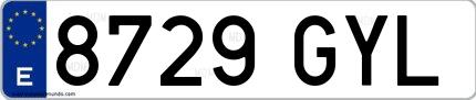 Ejemplo de matrícula española 8729 GYL