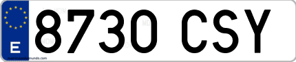 Ejemplo de matrícula de coche ordinaria 8730 CSY