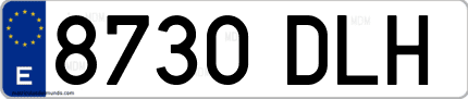 Ejemplo de matrícula de coche ordinaria 8730 DLH