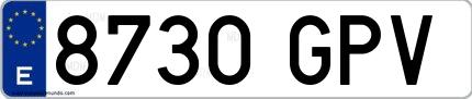 Ejemplo de matrícula española 8730 GPV