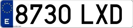 Ejemplo de matrícula española 8730 LXD