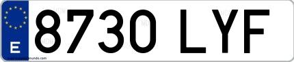 Ejemplo de matrícula española 8730 LYF