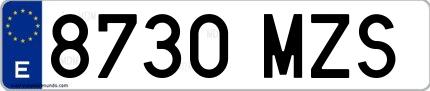 Ejemplo de matrícula española 8730 MZS